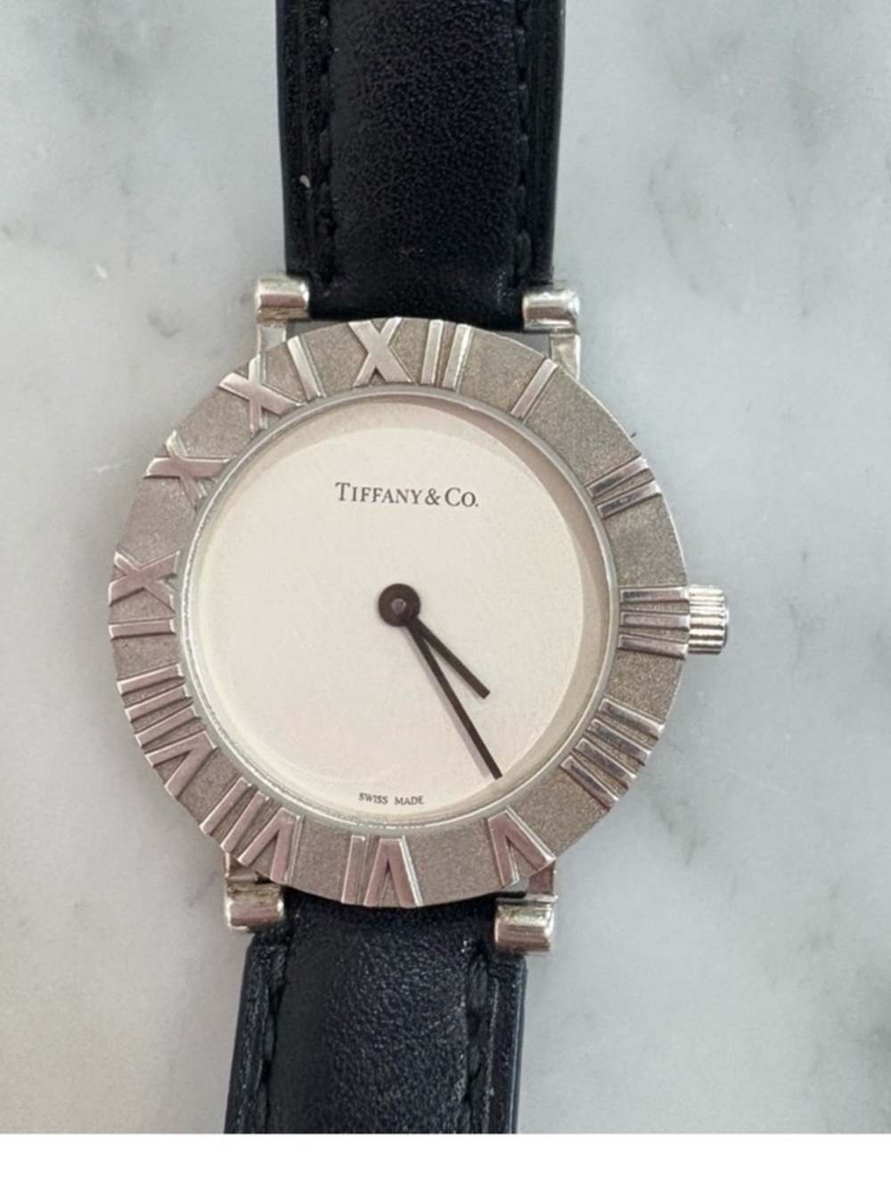 TIFFANY & CO. Atlas Roman Numeral Bezel Watch with Tiffany & Co. Leather Strap